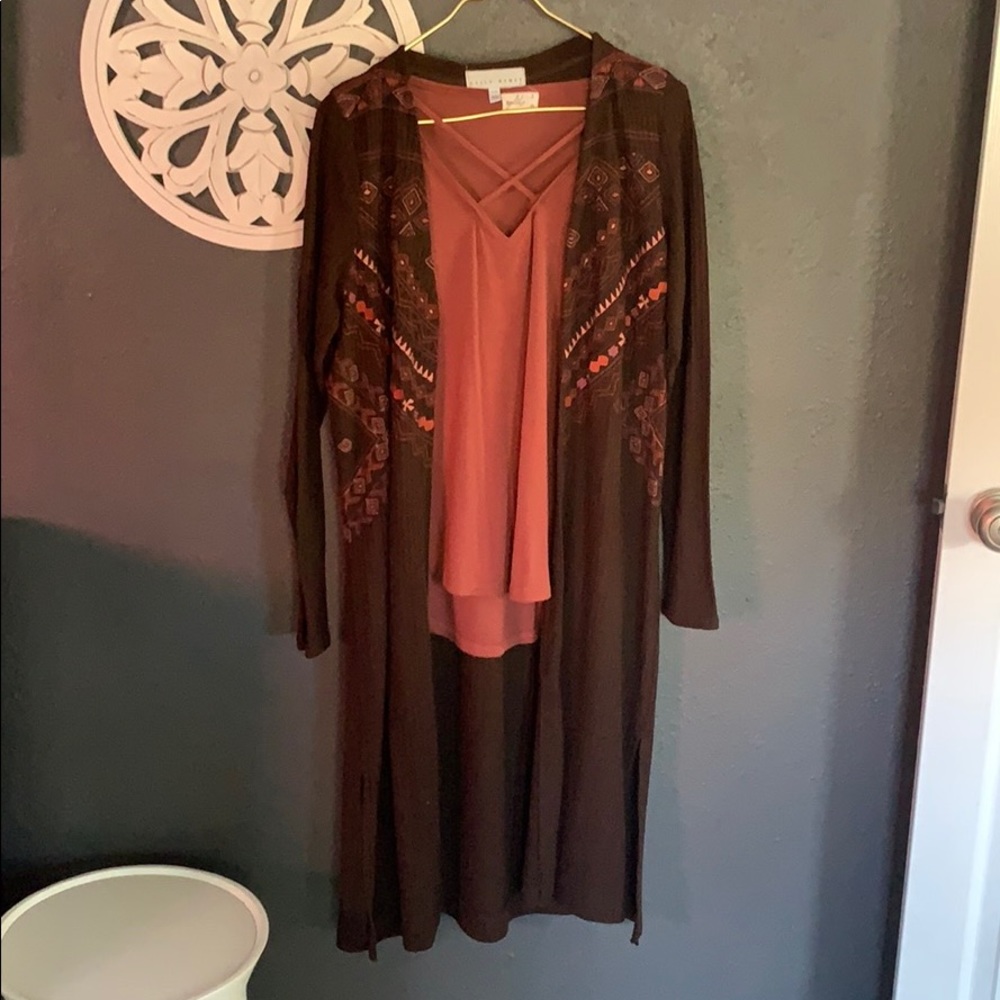 Boho cardigan long fall winter bohemian XL Large